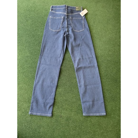 Women's Super-High Rise Contrast Stitch Straight Jeans - Wild Fable Dark Blue 4 - Picture 4 of 8